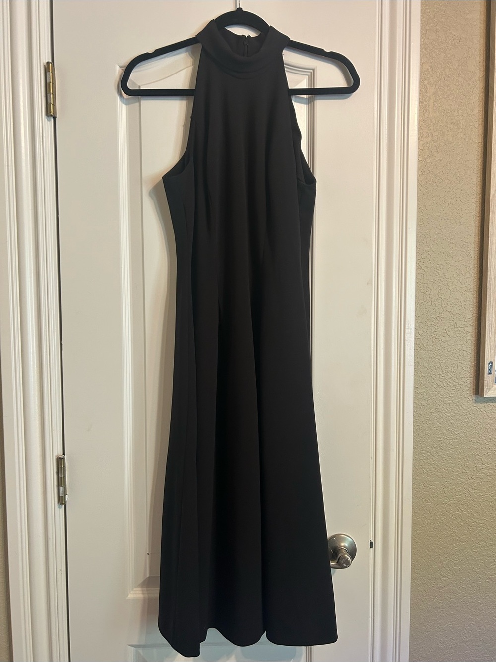 Calvin Klein Black High-Neck Halter Maxi Dress